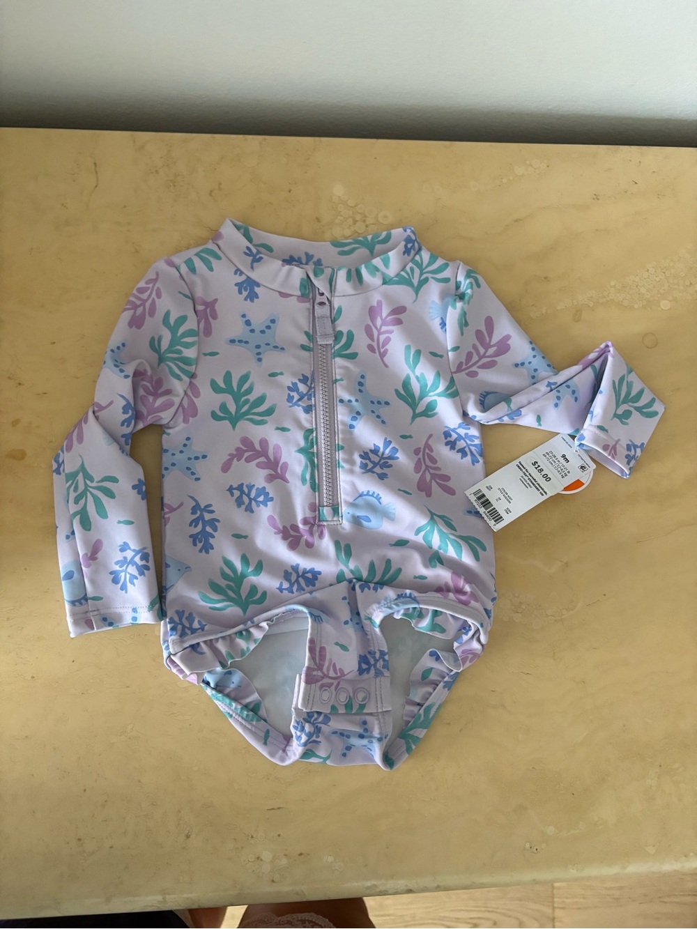 Carter’s sea life printed rashguard swim suit - size 9 months